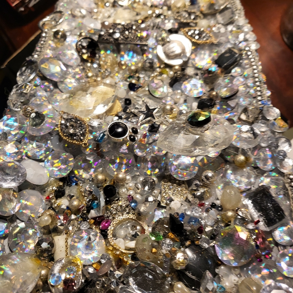 Sparkling Gemstone Embellished 3 Well Tray Encrusted With Sparkly Handmade